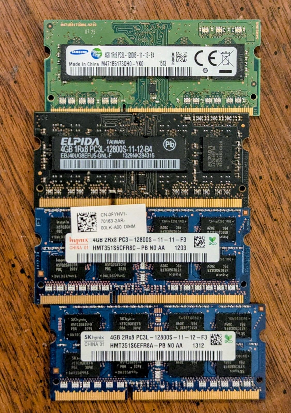Lot of 4x 4gb ddr3 sodimm laptop ram - working