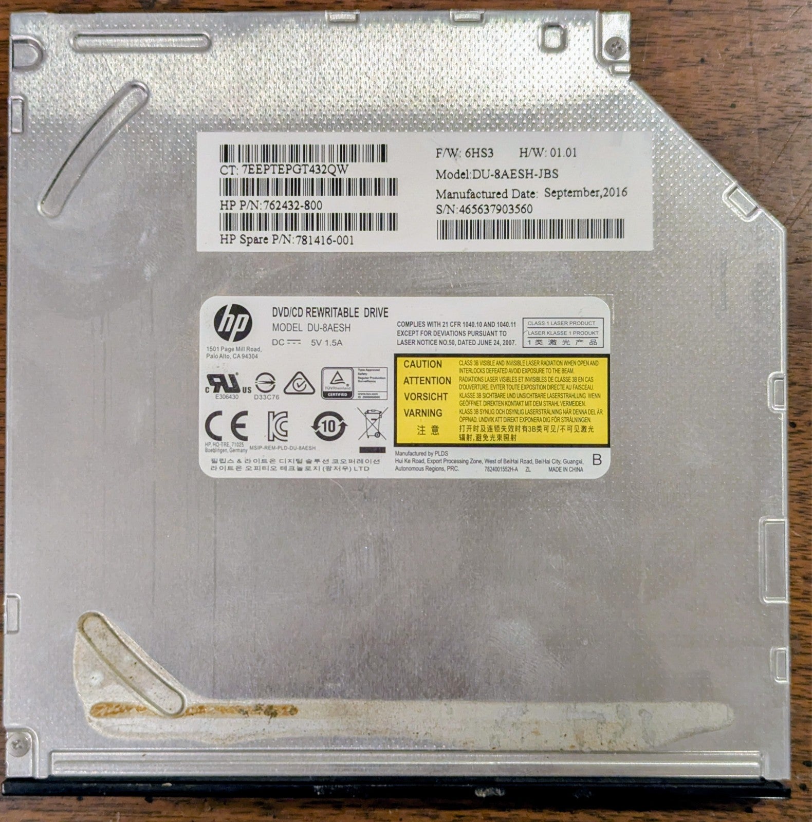 HP 849055-HC3 DU-8AESH-HC3 DVD/CD Rewritable Drive