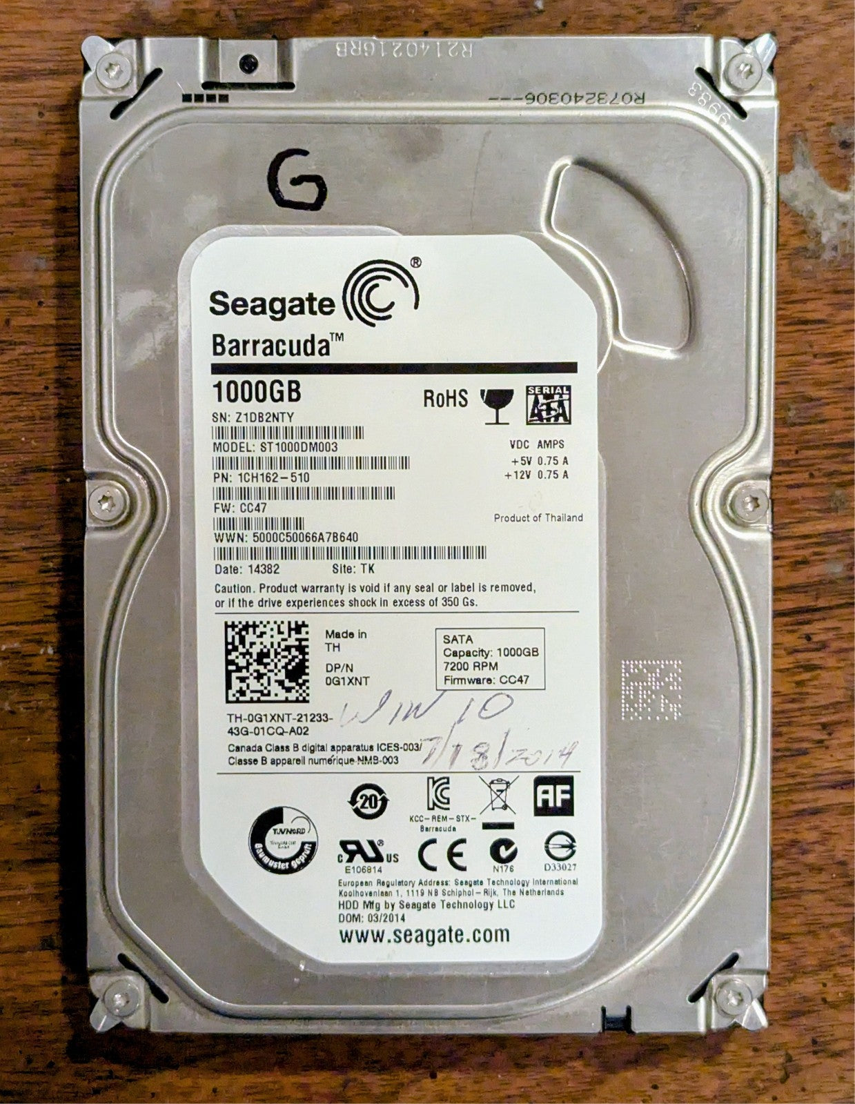 Seagate ST1000DM003 1TB 7.2K SATA 3.5 6G HDD