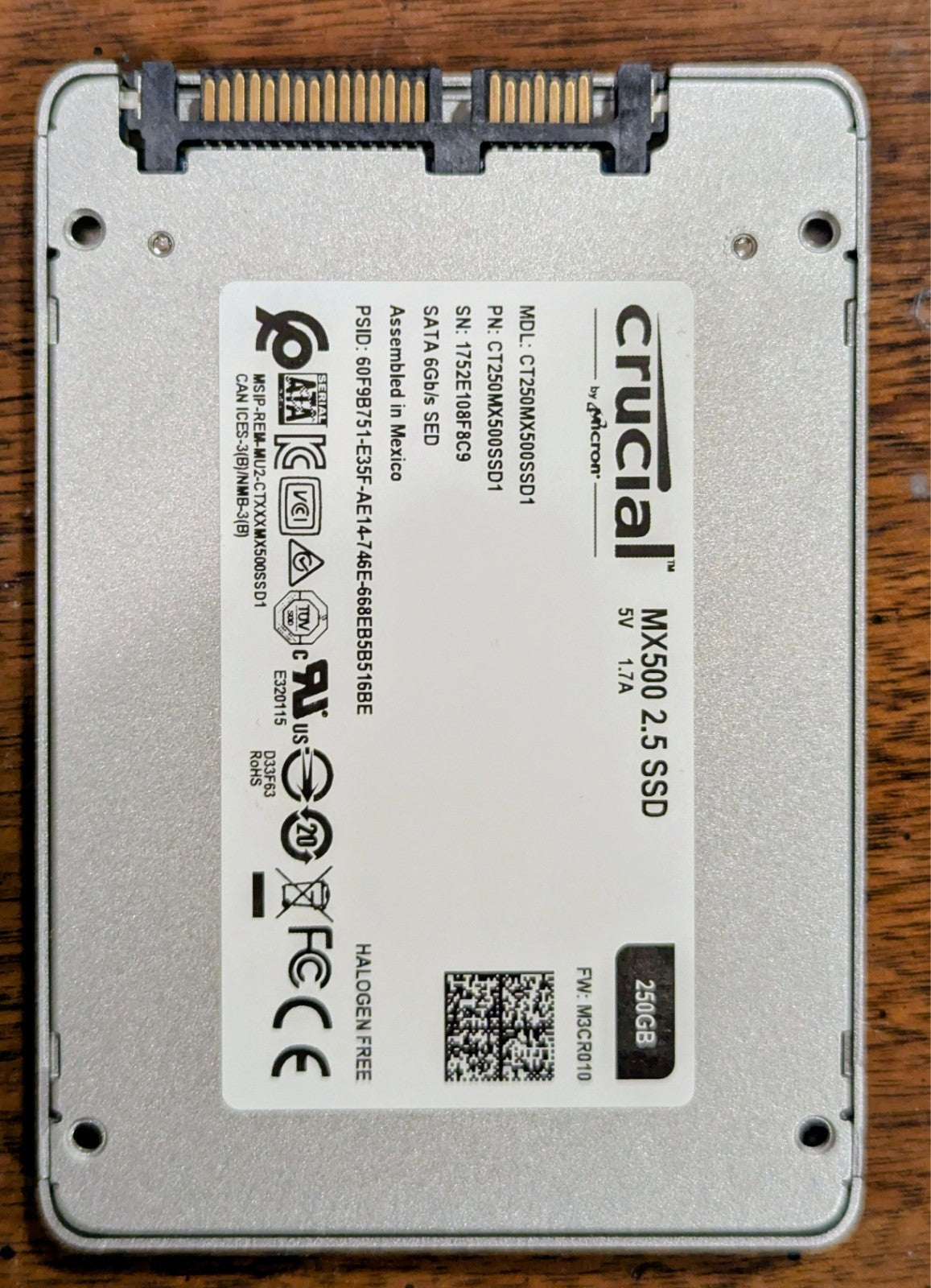 now this Crucial MX500 Solid State Drive 250gb
