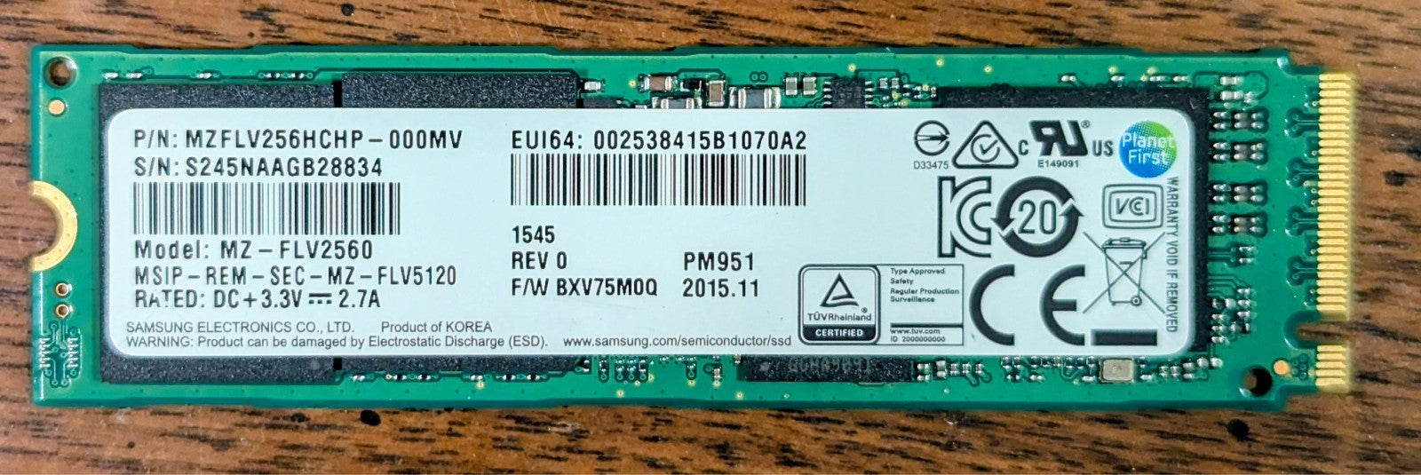 SAMSUNG 256GB SSD - PM9A1 M.2 NVMe PCIe Gen4 x4 MZ-VL22560 - MZVL2256HCHQ-00BH1