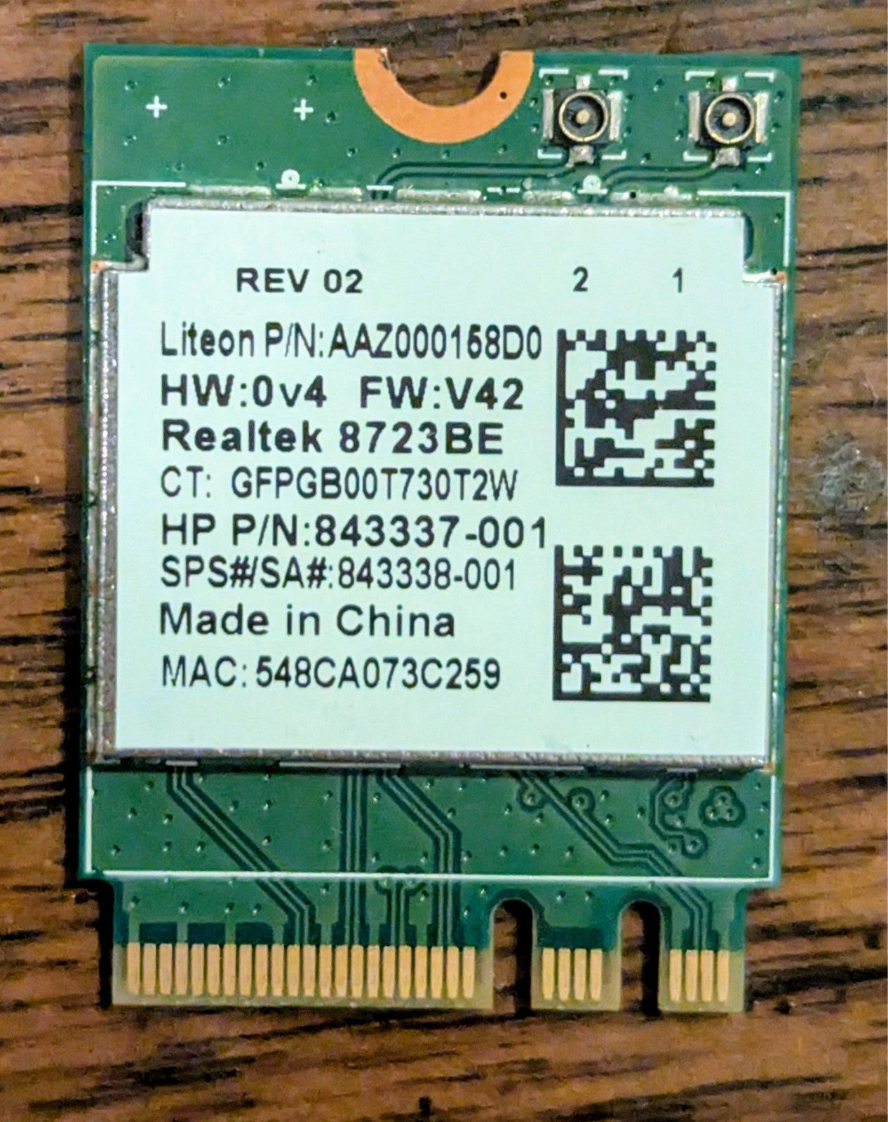 WiFi Wireless Card For HP 15-BA041NF Realtek 8723BE - AAZ000158D0