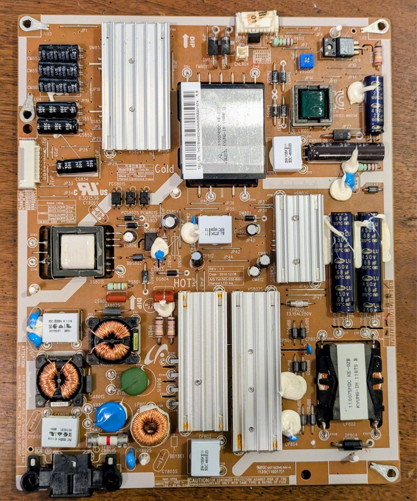 Samsung 55" UN55D6000 UN55D6300 BN44-00424A Power Supply Board Unit