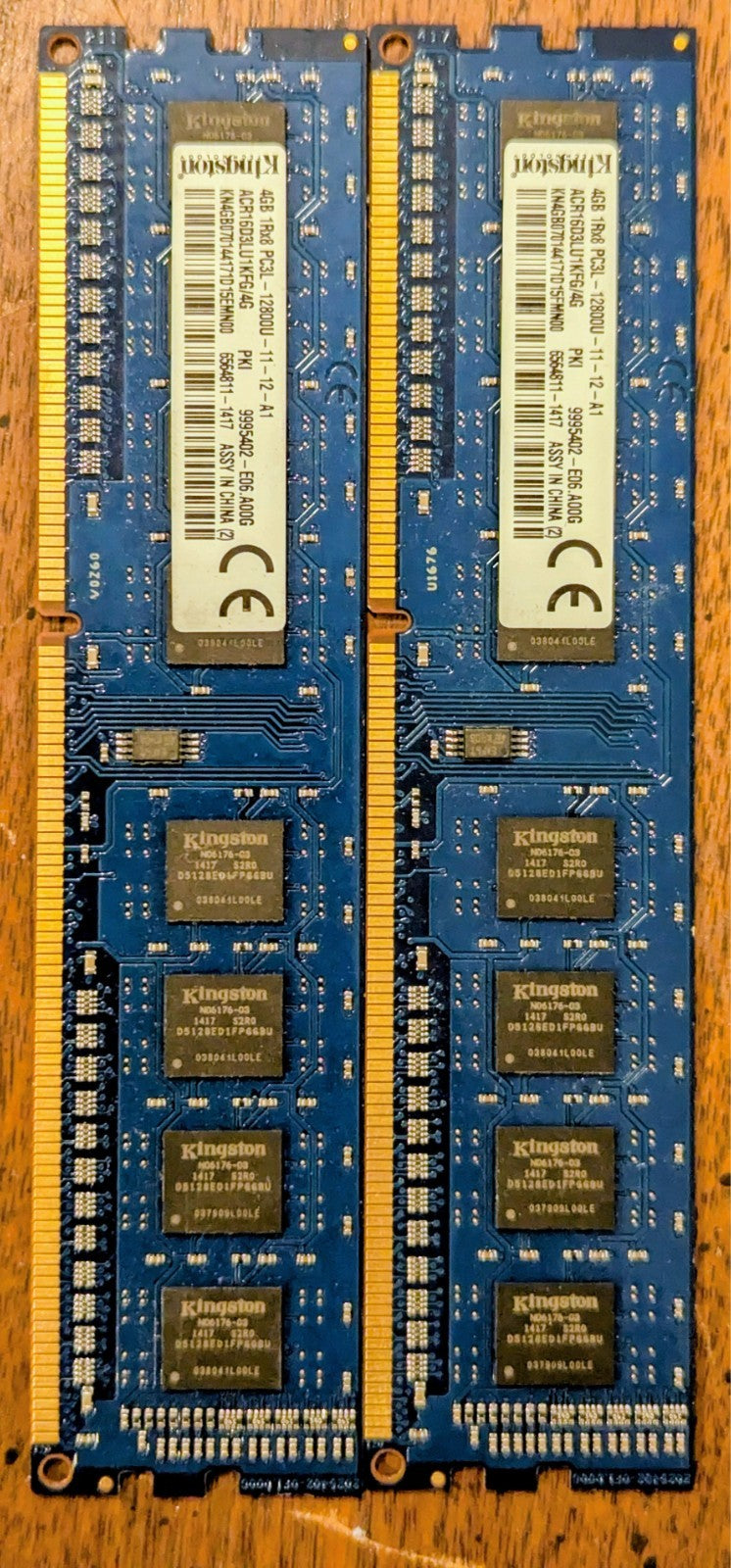 Kingston 4GB DDR3 1600 Desktop DIMM RAM Lot of 2x