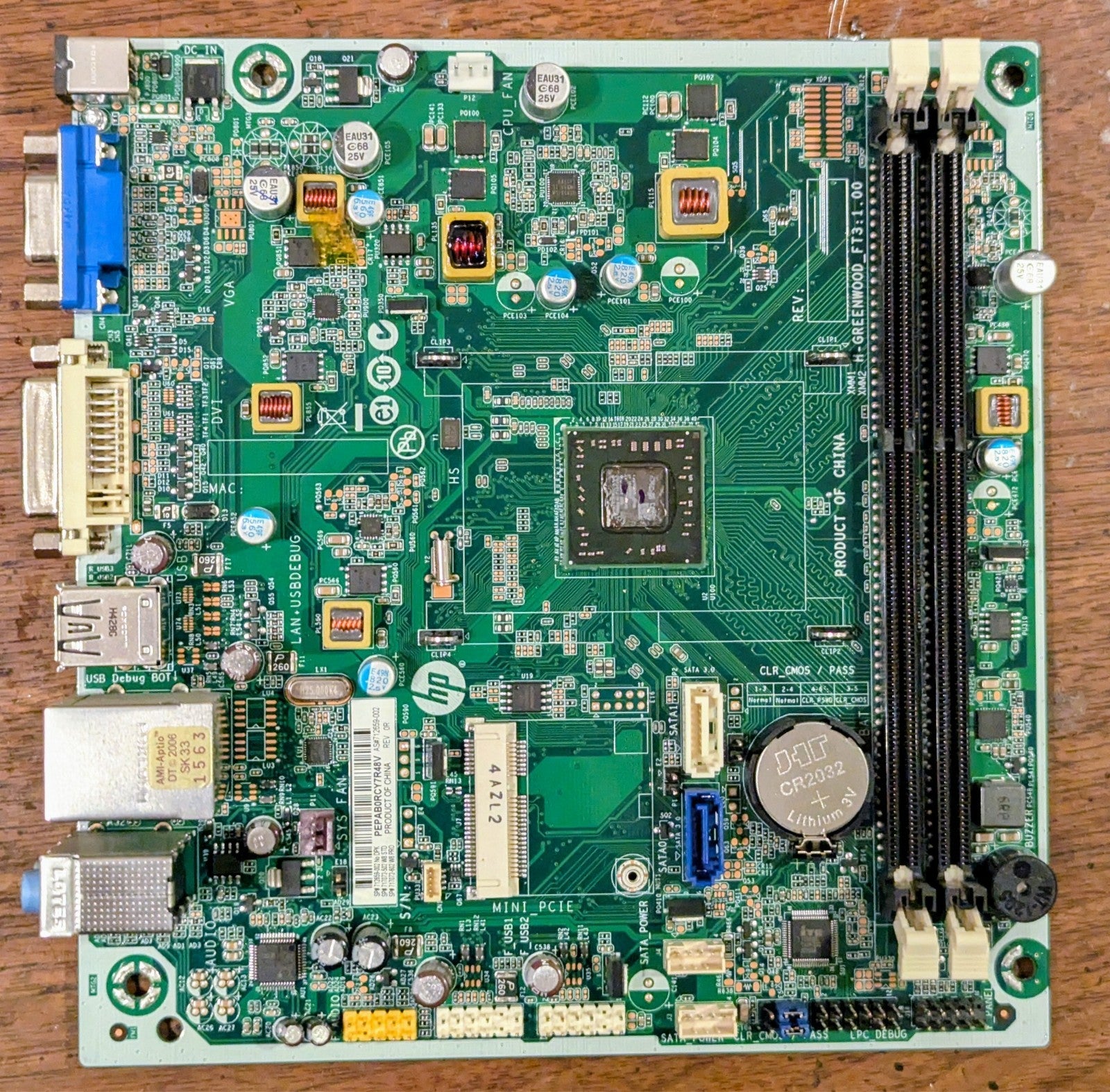 HP 812557-001 Pavilion Slimline 400 E1-2500 1.4GHz Desktop Motherboard Tested