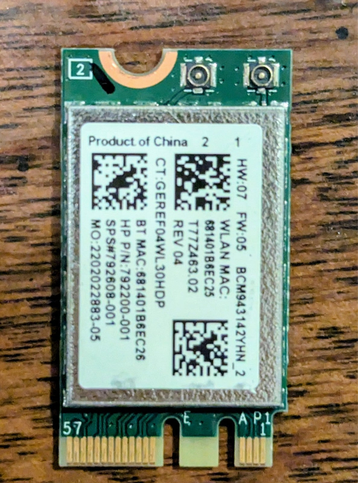 H P Pavilion 300-060 Desktop Mini PCI Express Wireless Network Card 792200-001 3