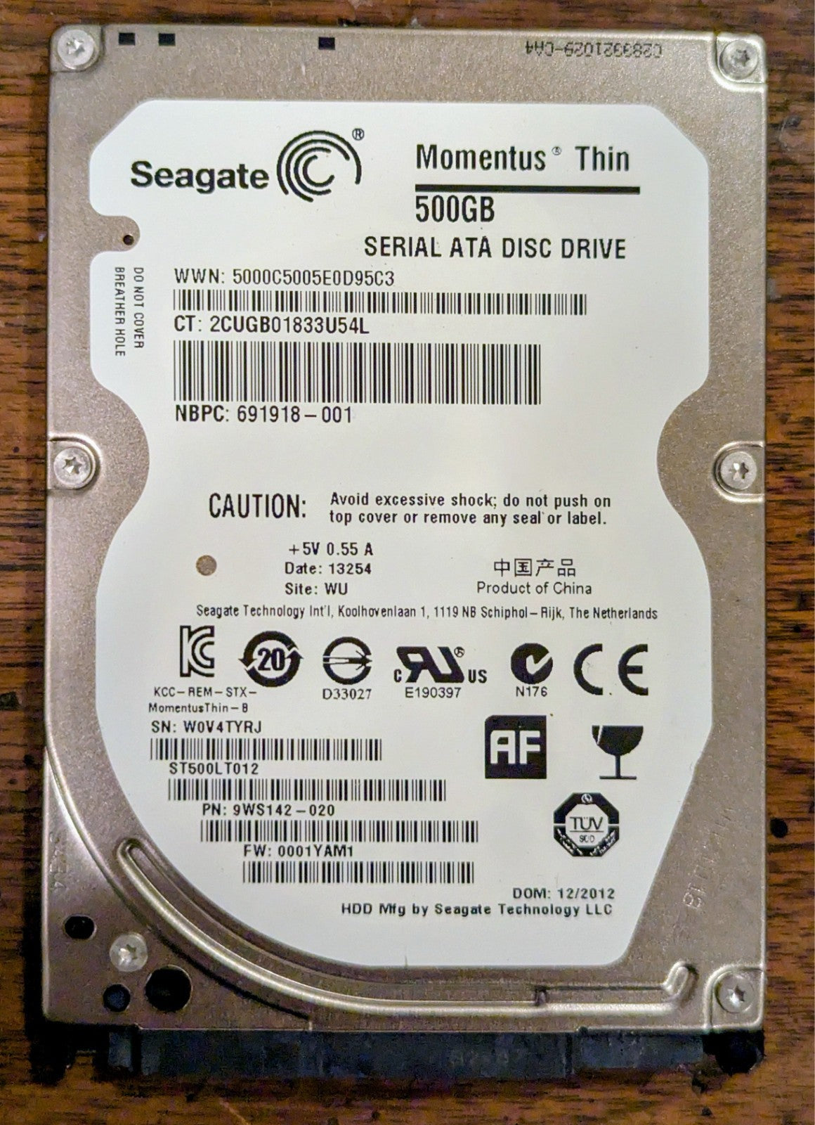 ST9500423AS 9RT143-520 0003HPM1 WU, 5WR1, SEAGATE SATA 500GB