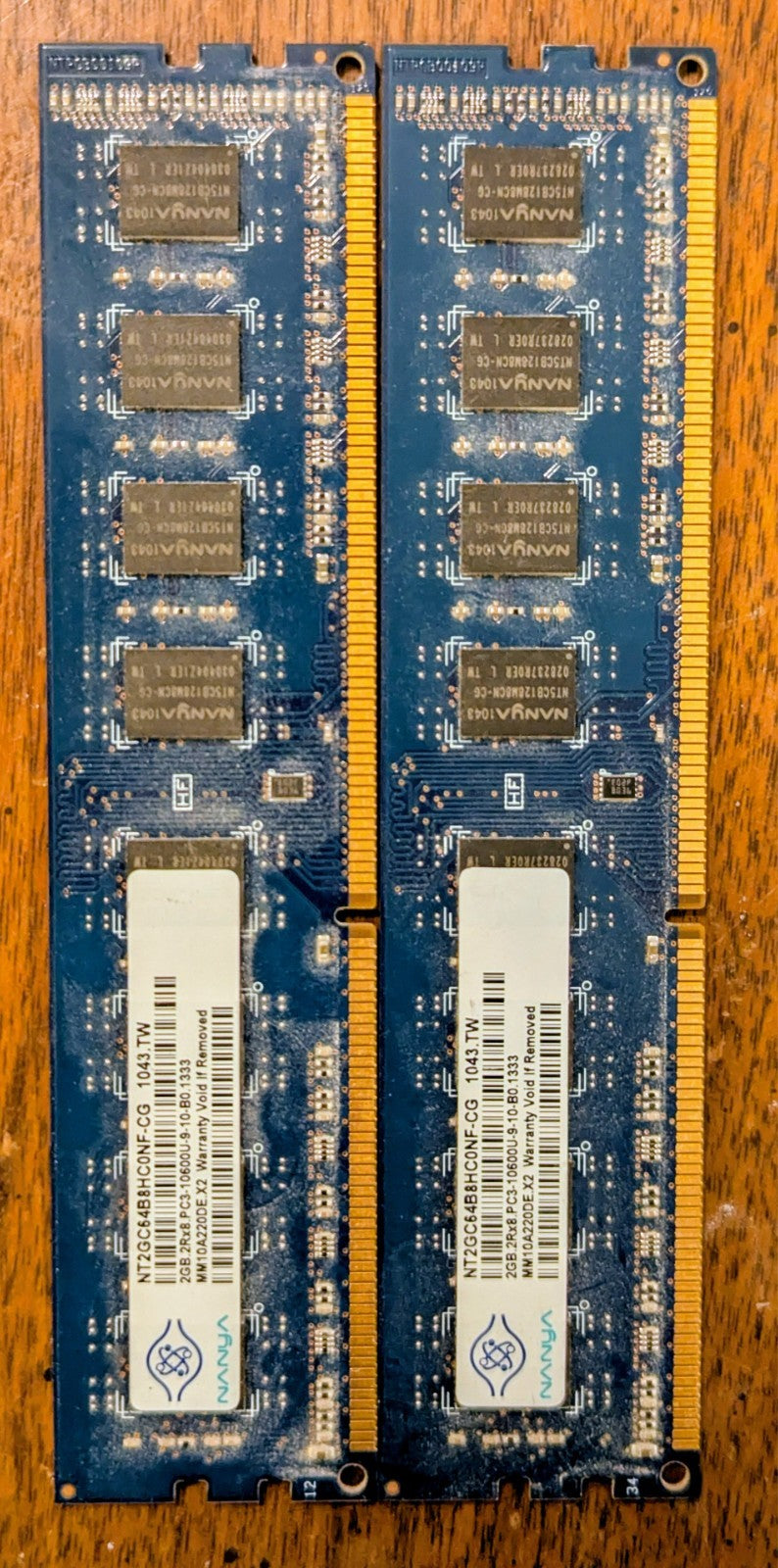 Nanya 2GB DDR3 RAM module Lot of 2x