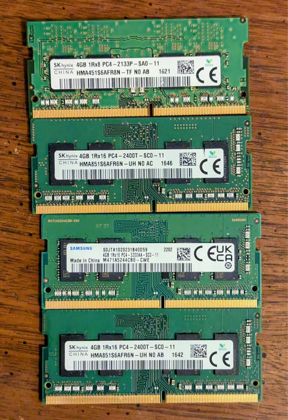 Lot of 4x 4gb ddr4 sodimm laptop ram working (16 total)