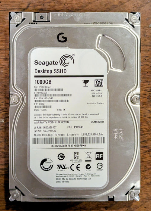 (Old Model) Seagate 1TB Desktop SSHD(Solid State Hybrid Drive) SATA 6Gb/s 64MB