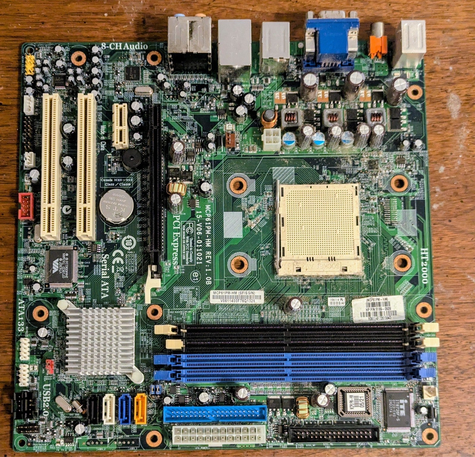 HP Pavilion PC a6142n mATX Motherboard MCP61PM-HM 5189-0929 Tested