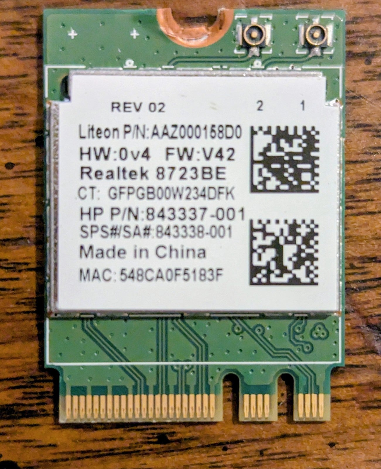 WiFi Wireless Card For HP 15-ay064nf Realtek 8723BE - AAZ000158D0