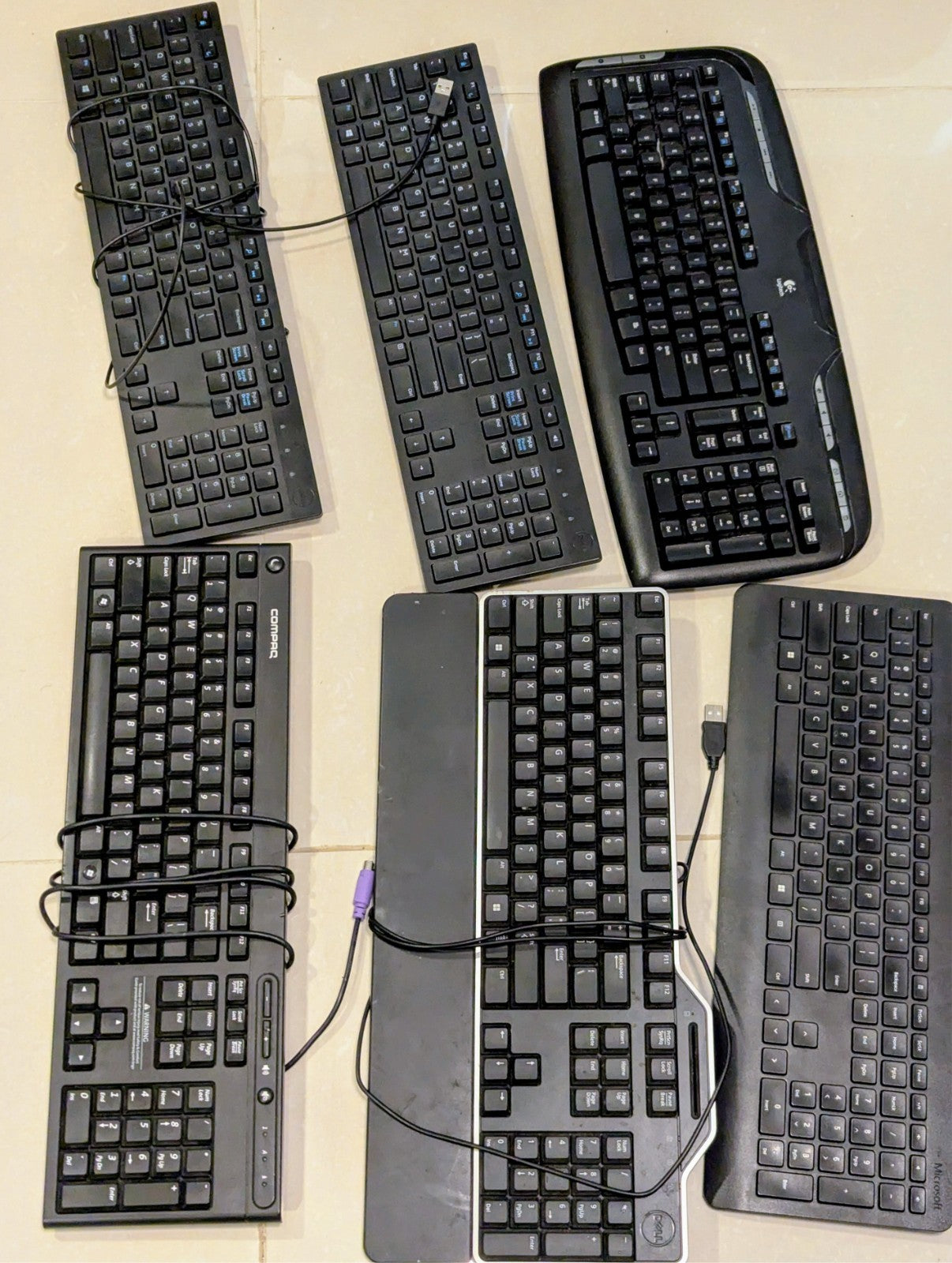 Lot of 6x keyboards, 3x wired, 3x wireless - no receivers