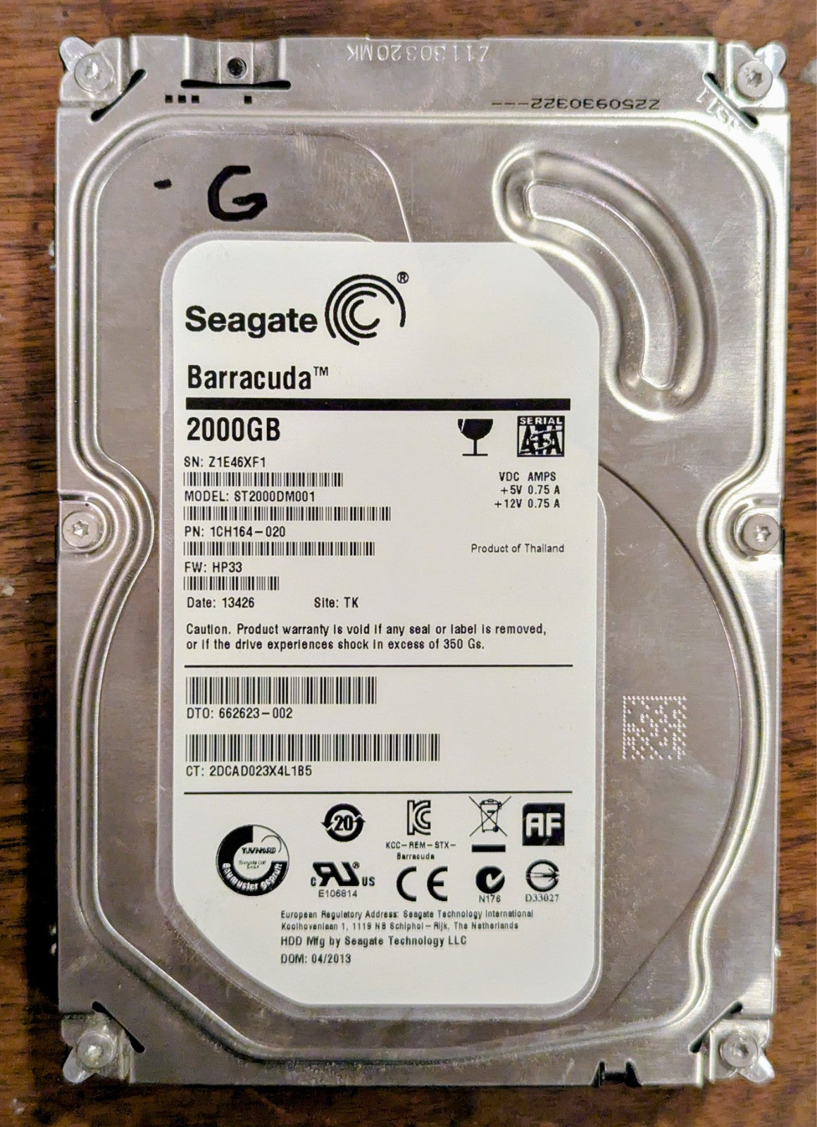Seagate Barracuda 3.5 Inch 2Tb 7200 Rpm 64Mb 6Gb/S Internal Sata Drive OEM