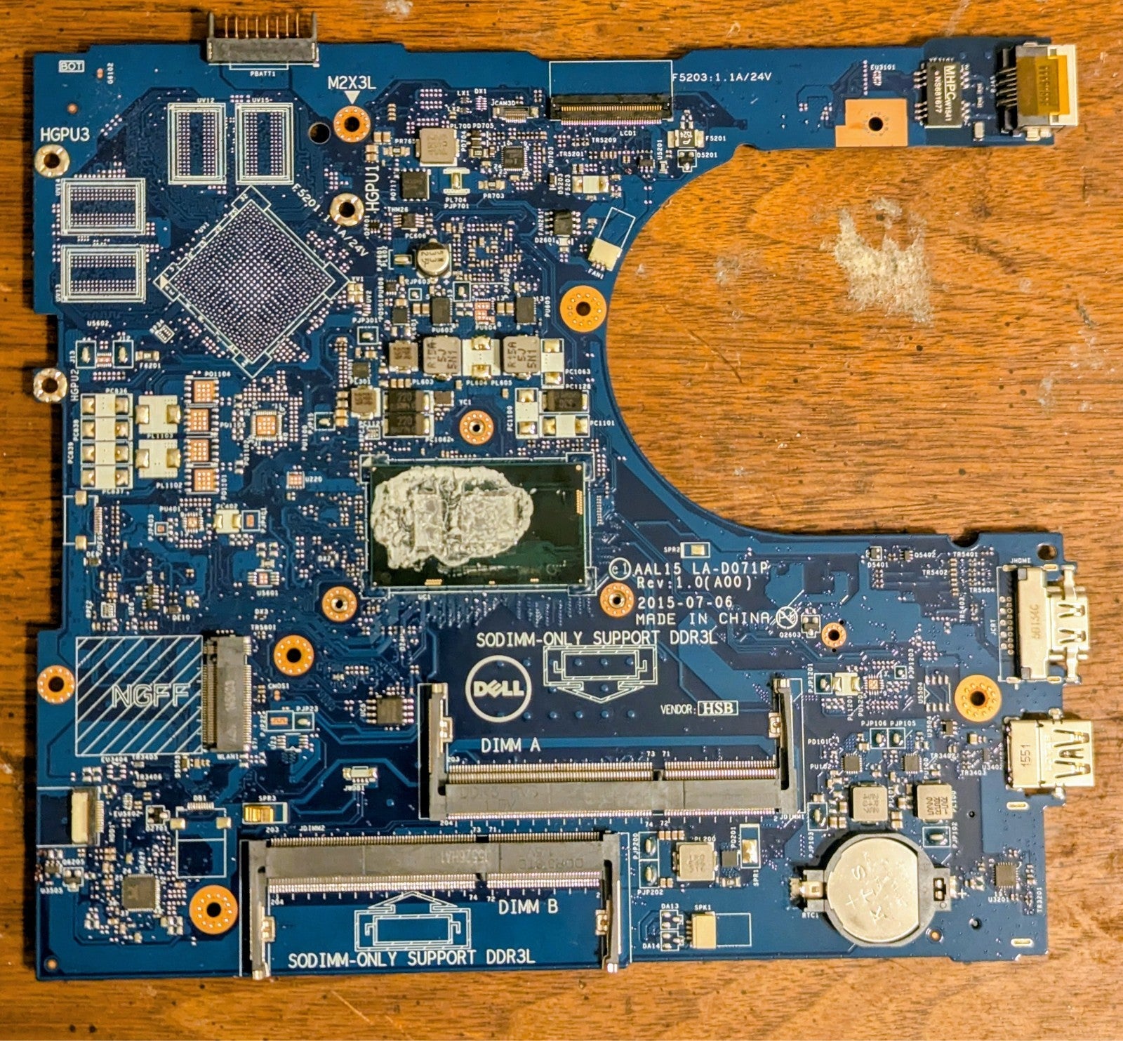 Dell Inspiron 15 5559 5759 Laptop Motherboard i5-6200U LA-D071P DDR3L VYVP1